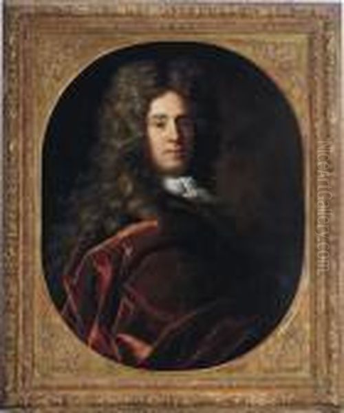 Portrait Of A Gentleman In A Red Velvet Cape Oil Painting by Jean Francois de Troy