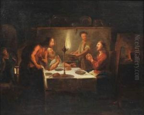 Le Christ Et Les Pelerins D'emmaus Oil Painting by Jean Francois de Troy