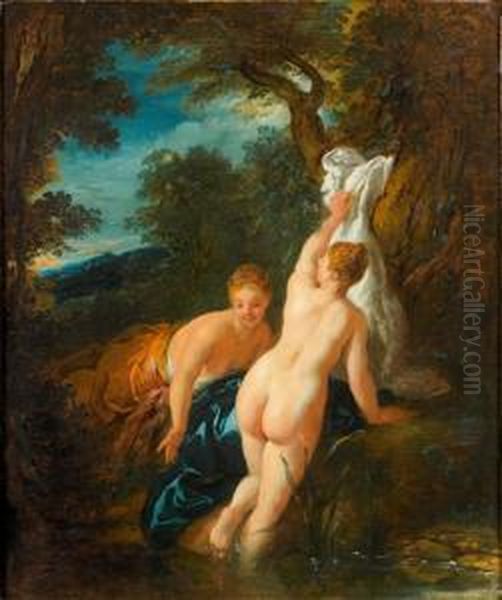 Deux Femmes Au Bain Dans Un Paysage Oil Painting by Jean Francois de Troy