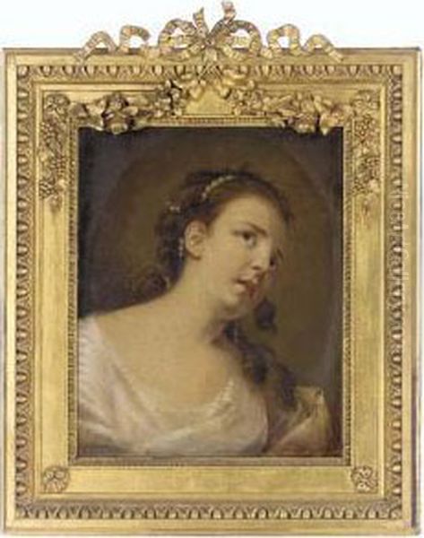 Portrait Of A Lady, Bust-length, With Pearls In Her Hair Oil Painting by Jean Francois de Troy