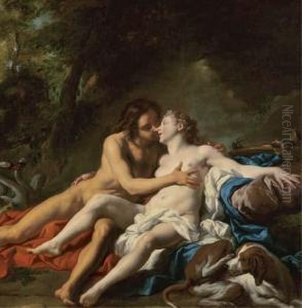 Venus And Adonis Oil Painting by Jean Francois de Troy