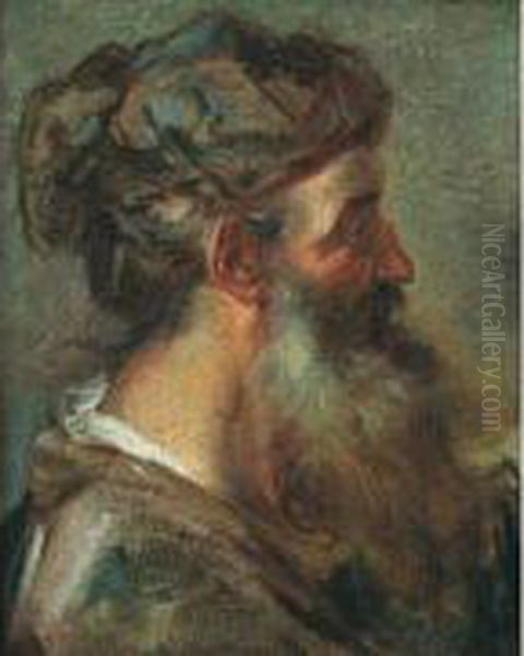 Attribue A Jean-francois De Troy - - Portrait D'homme Au Turban Oil Painting by Jean Francois de Troy