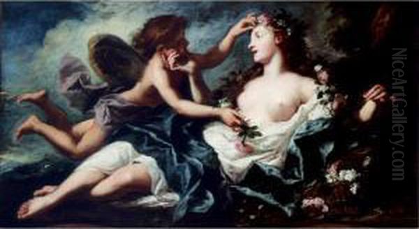 Zephyr And Flora Oil Painting by Jean Francois de Troy