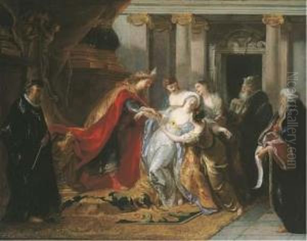 L'evanouissement D'esther Oil Painting by Jean Francois de Troy