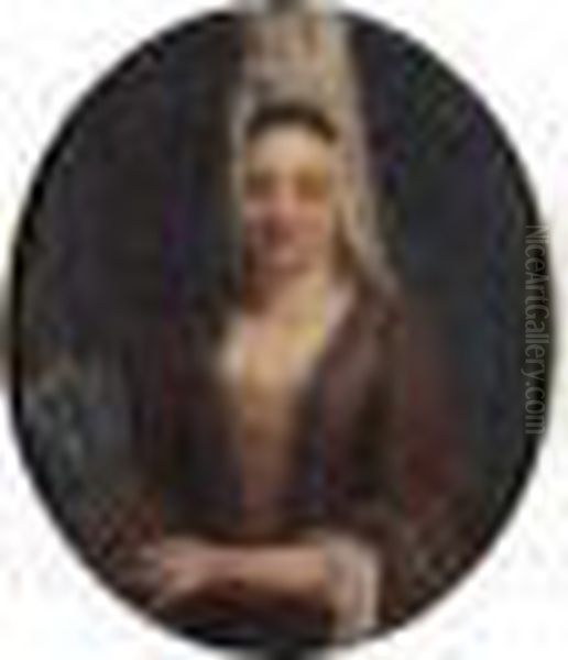 Portrait De Jeune Femme Tenant Un Eventail Oil Painting by Jean Francois de Troy