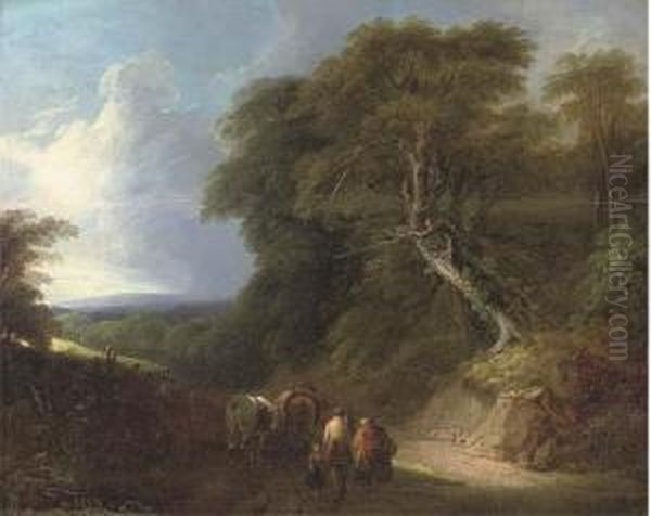 A Wooded Landscape With Travellers On A Track Oil Painting by Lodewijk De Vadder