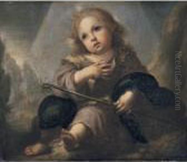 Christ Child As The Good Shepherd Oil Painting by Juan De Valdes Leal