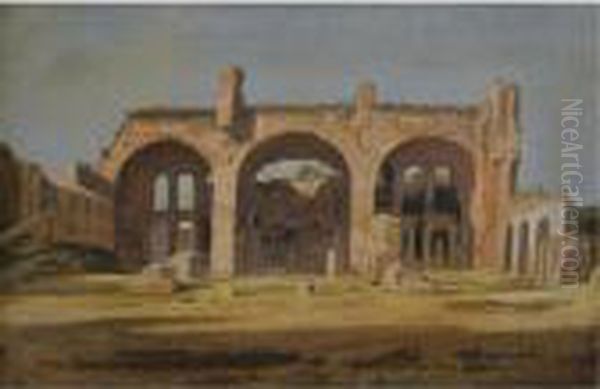 The Basilica Of Maxentius, Forum, Rome Oil Painting by Pierre-Henri de Valenciennes