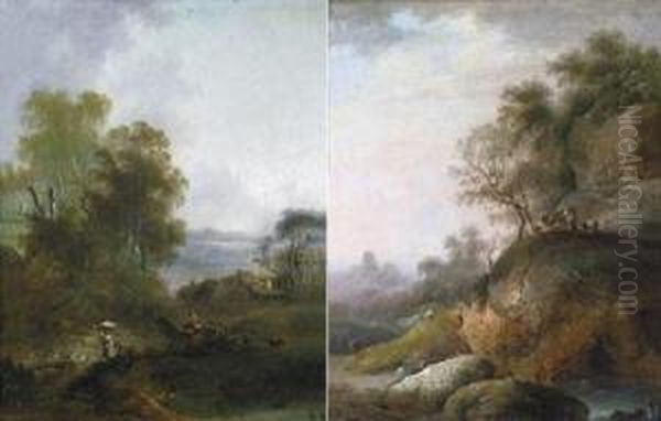 Paesaggio Montano Con Viandanti In Sosta Oil Painting by Pierre-Henri de Valenciennes