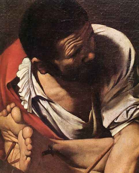 The Crucifixion of Saint Peter (detail 1) 1600 Oil Painting by Caravaggio