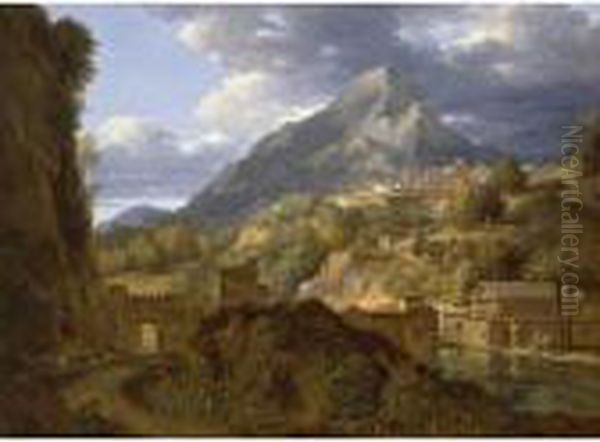 Mountainous Italianate Landscape Oil Painting by Pierre-Henri de Valenciennes