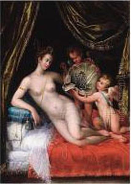 The Toilet Of Venus Oil Painting by Dirck de Quade Van Ravesteyn