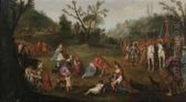 The Family Of Darius Encounter Alexander The Great. Oil Painting by Esaias Van De Velde