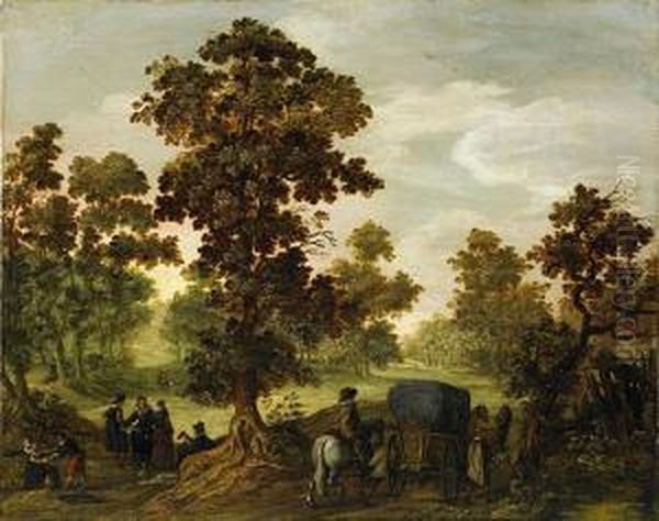 Bewaldete Landschaft Mitreisenden Oil Painting by Esaias Van De Velde