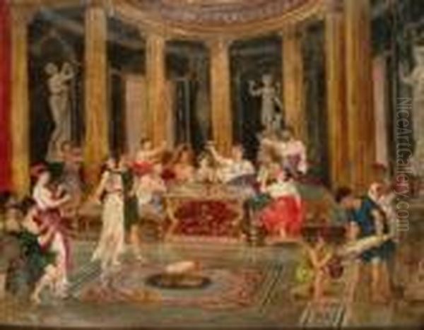 Banquete En Un Palacio Pompeyano Oil Painting by Alejo De Vera Blasco Estaca