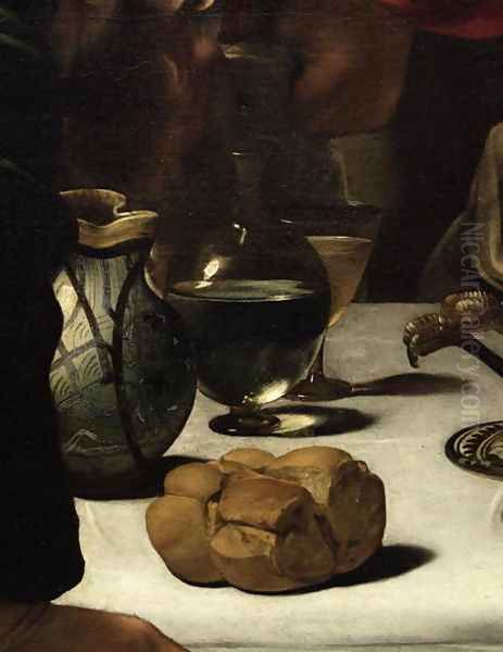 The Supper at Emmaus, 1601 (detail-3) Oil Painting by Caravaggio