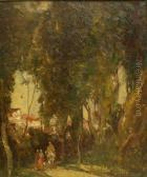 Study For Village Gossip Oil Painting by Joseph Vickers De Ville