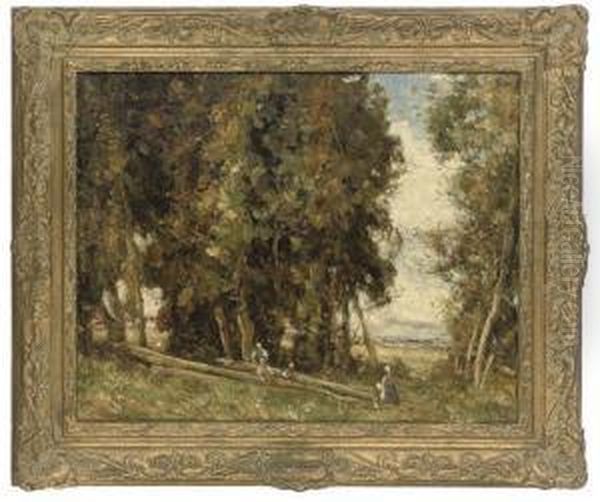 Figures On A Path, The Cotswolds Oil Painting by Joseph Vickers De Ville