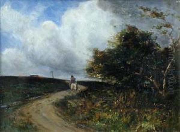 Crossing The Common Oil Painting by Joseph Vickers De Ville