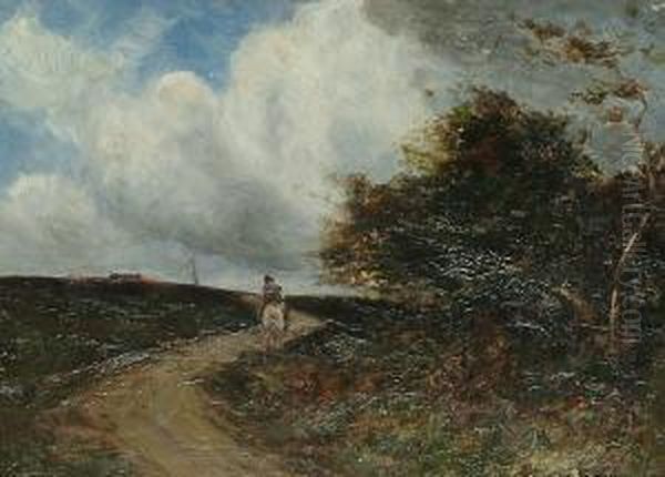 Crossing The Common Oil Painting by Joseph Vickers De Ville