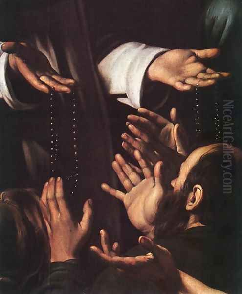 Madonna del Rosario (detail 2) 1607 Oil Painting by Caravaggio