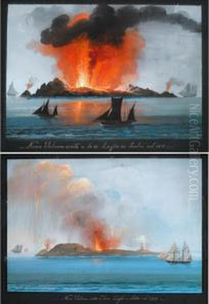 Nuovo Vulcano Uscito A Di 12 Luglio In Sicilia Nel 1831 Oil Painting by Camillo da Vito