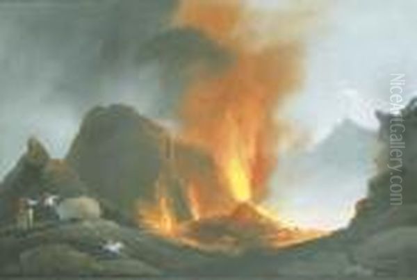 'cratere Del Vesuvio De' 20 Novembre 1830.' Oil Painting by Camillo da Vito