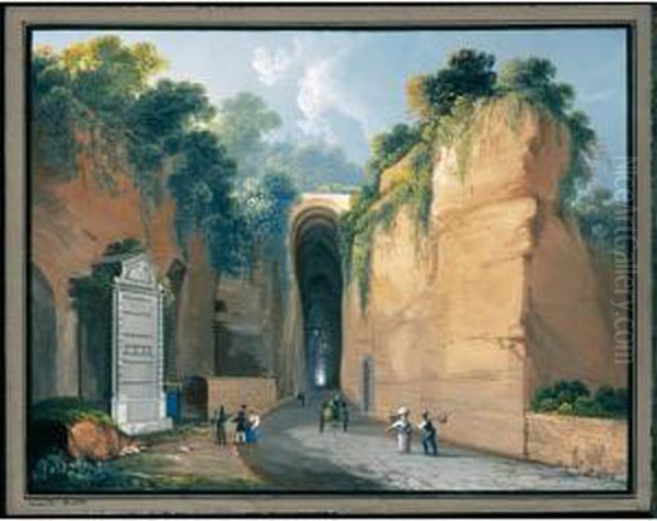 Esterno Della Grotta Di Pozzuoli. Interno Della Grotta Di Pozzuoli Oil Painting by Camillo da Vito