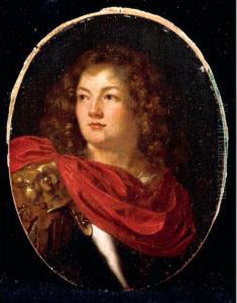 Portrait Of A Gentleman, Head And Shoulders, Wearing Classical Armour Oil Painting by Arie de Vois