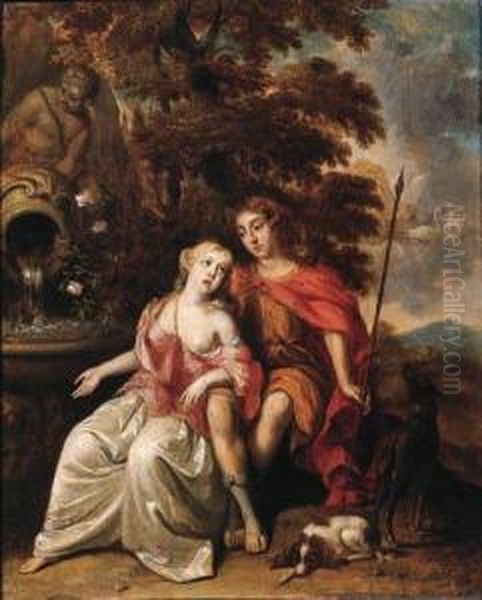 Venus And Adonis Oil Painting by Arie de Vois