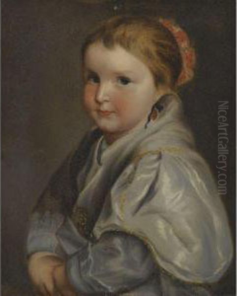 Portrait Of A Young Girl, Said To Be Adelaide De Thouin Oil Painting by Cornelis De Vos