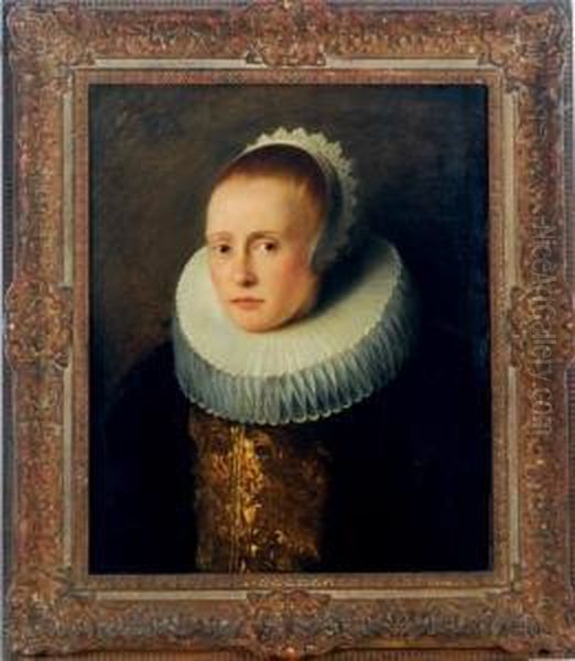 Portrait Of A Woman, Wearing A Molenkraag Oil Painting by Cornelis De Vos