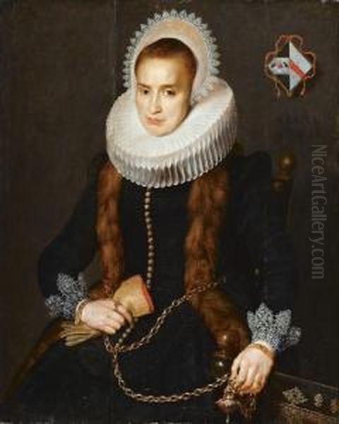 Bildnis Einer Dame Mit Pelzverbramten Mantel Und Muhlsteinkragen Oil Painting by Cornelis De Vos