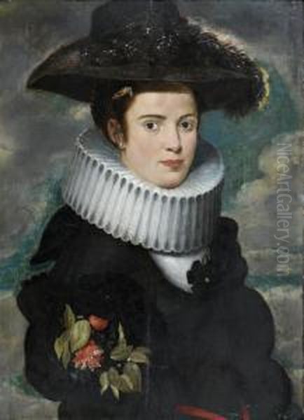 Portrait De Jeune Femme Sur Un Fond Nuageux Oil Painting by Cornelis De Vos