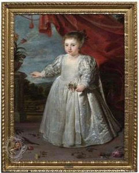 Portrait Of A Young Girl In A White Dress Oil Painting by Cornelis De Vos