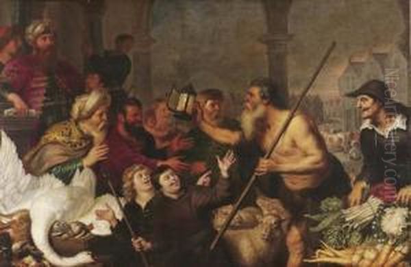 Diogenes Sucht Einen Menschen. Oil Painting by Cornelis De Vos