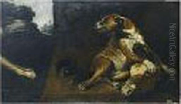 Perros Peleando Con Una Cabeza Devaca Oil Painting by Paul de Vos