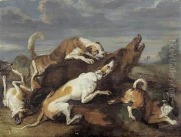 Hundemeute Bei Der Eberjagd. Oil Painting by Paul de Vos