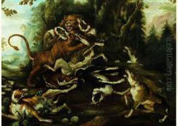 La Chasse Au Lion Oil Painting by Paul de Vos