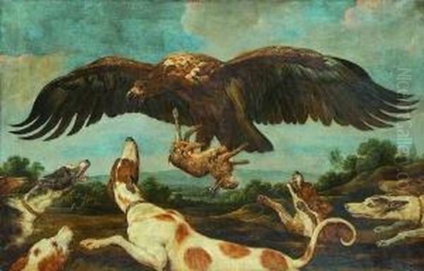 Der Kampf Zwischen Adler Und
 Jagdhunden: Oil Painting by Paul de Vos