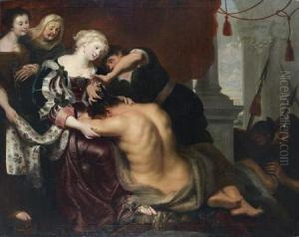 Samson Et Dalila Oil Painting by Simon de Vos