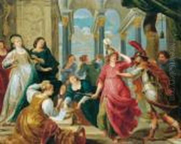 Achilles Unter Den Tochtern Des Lykomedes Oil Painting by Simon de Vos