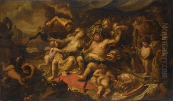 The Triumph Of Bacchus Oil Painting by Simon de Vos