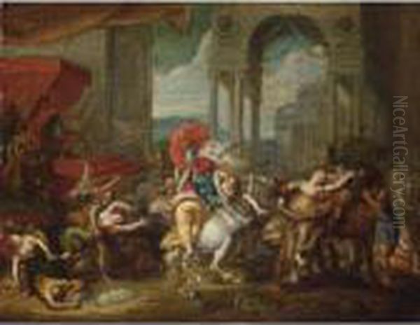 The Rape Of The Sabine Women Oil Painting by Simon de Vos