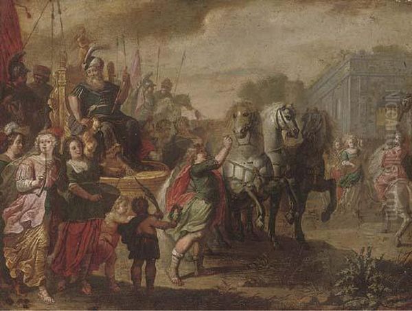 The Triumph Of David Oil Painting by Simon de Vos