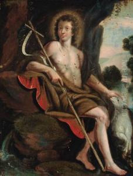 Saint John The Baptist In The Wilderness Oil Painting by Simon de Vos