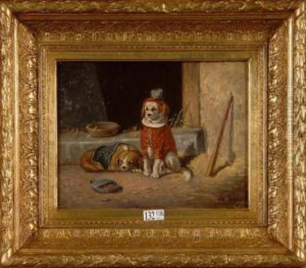 Les Petits Chiens De Cirque Oil Painting by Vincent de Vos