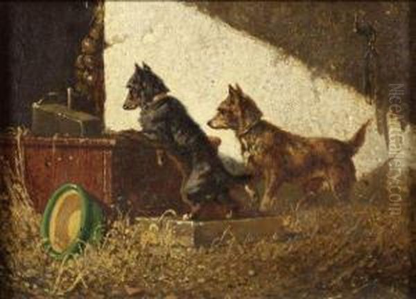 Les Deux Chiots Oil Painting by Vincent de Vos