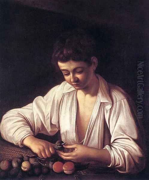 Boy Peeling a Fruit Oil Painting by Caravaggio