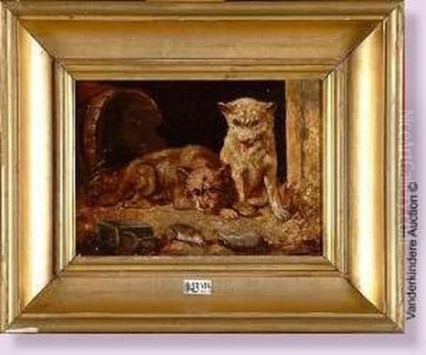 Chiens Et Souris Oil Painting by Vincent de Vos